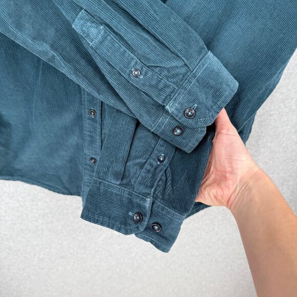 LL Bean Mens Corduroy Long Sleeve Button Up Shirt Size L Dusty Blue Classic - Picture 4 of 13